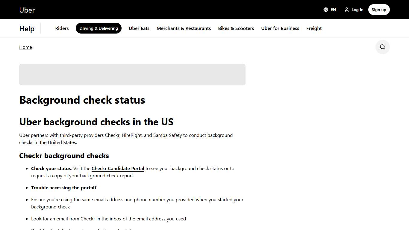 Background check status Driving & Delivering Uber Help